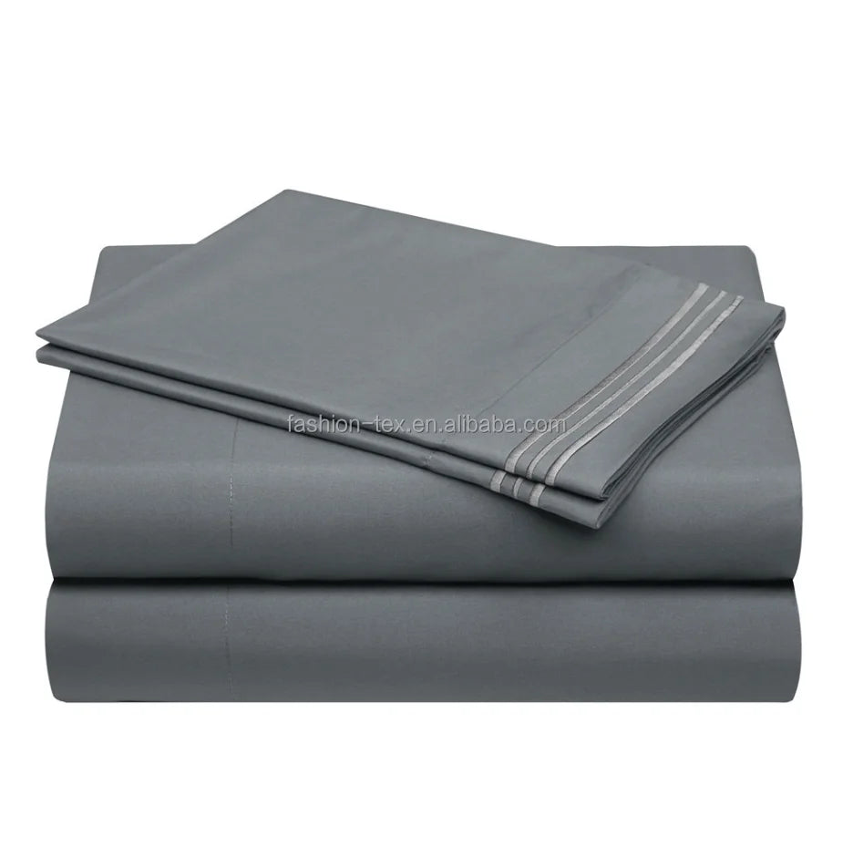 Ebay 100% Microfiber Flat Sheet Fitted Queen/King Set Pure Color Woven Technics Cheap Home Use Includes Pillowcase