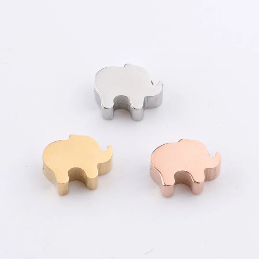 Customize Geometry Jewelry Accessories Beaded Stainless Steel Elephant Pendant Charms with Hole DIY Bracelet and Necklace Mak