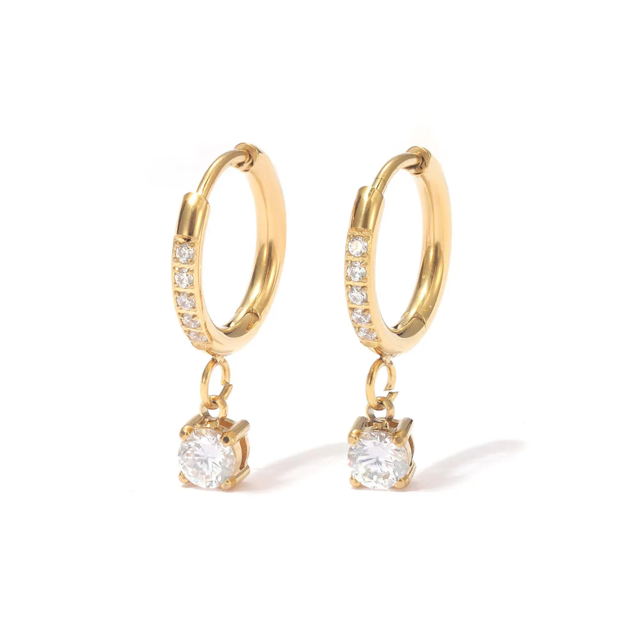 Trendy Stainless Steel Crystal Small Hoop Earrings Exquisite Cubic CZ Geometric Huggie Earrings for Women Wedding Jewelry Gif