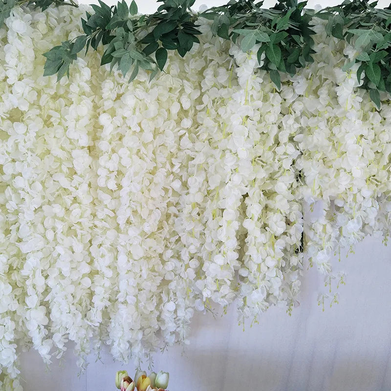 Hot Sale Wisteria Artificial Flowers Bean Flower Wall Hanging Rattan Ceiling Wedding Decoration Flower Material