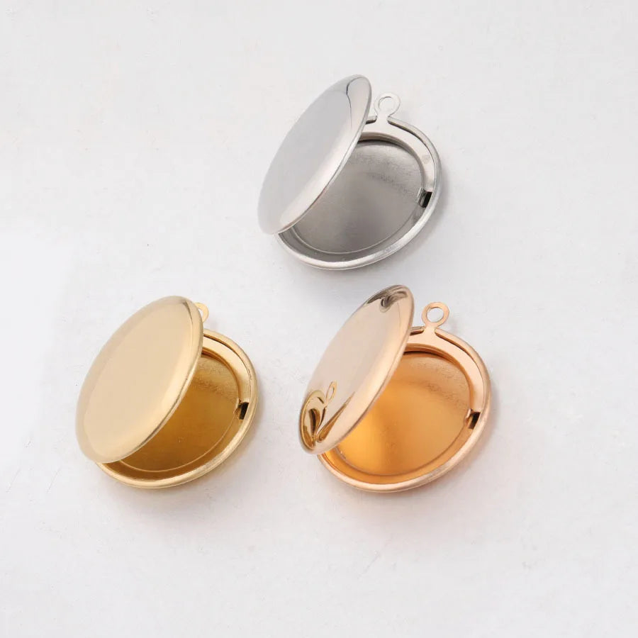 2024 Trendy Peach Customized Blank Round Locket Photo Box Stainless Steel Pendant for Women Necklace Accessories Jewel