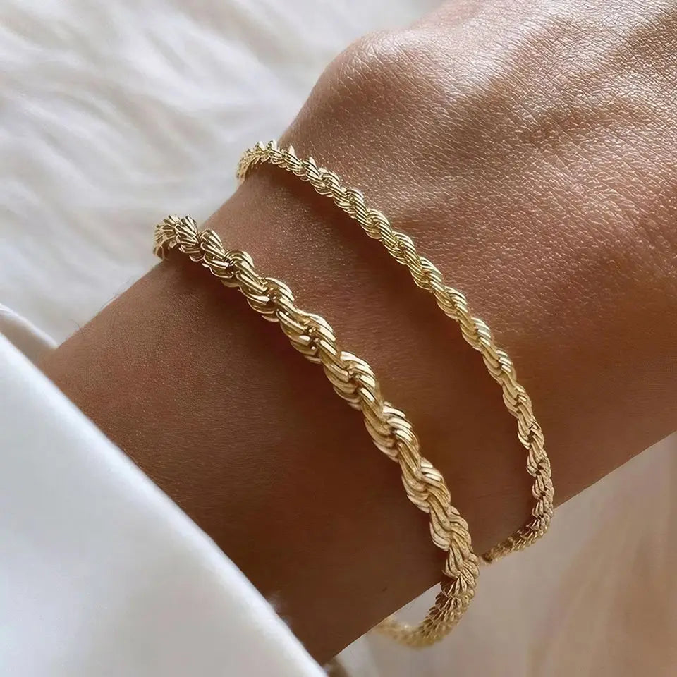 EManco 2MM/3MM/4MM/5MM Twist Bracelets Punk Stainless Steel Twist Rope Chain Bracelet Men Women Wholesale