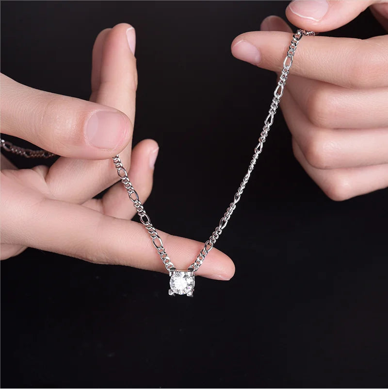 Ruizuan Hot Selling 925 Sterling Silver Fine Jewelry Fashion Hip Hop Link Chain Pendant Necklace Moissanite for Anniversaries