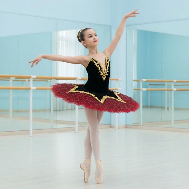 Professional Adult & Kids Ballet Tutu Red Ballerina Party Dance Costumes for Girls Performance Wear