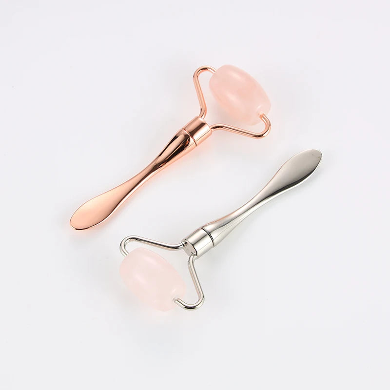 Custom LOGO 9.7CM Face Massage Jade Roller Cream Applicator Metal Spoon Cosmetic Spatula for Skin Care
