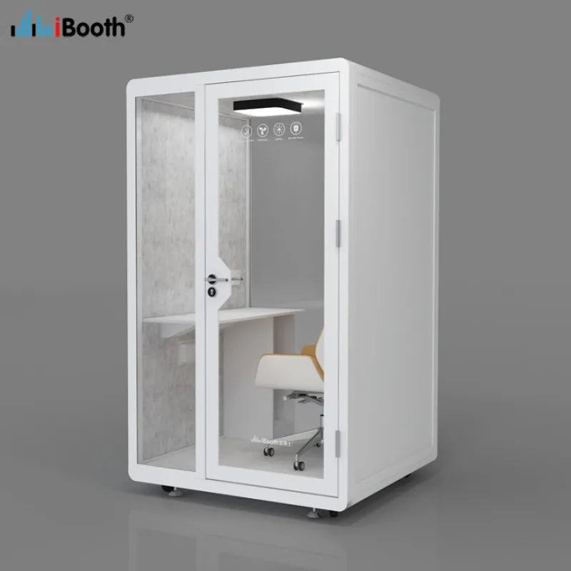 White Wooden Finished Modern Steel Frame Office Pod for Home Office Building School Use with Ventilation Silent Design for Sa
