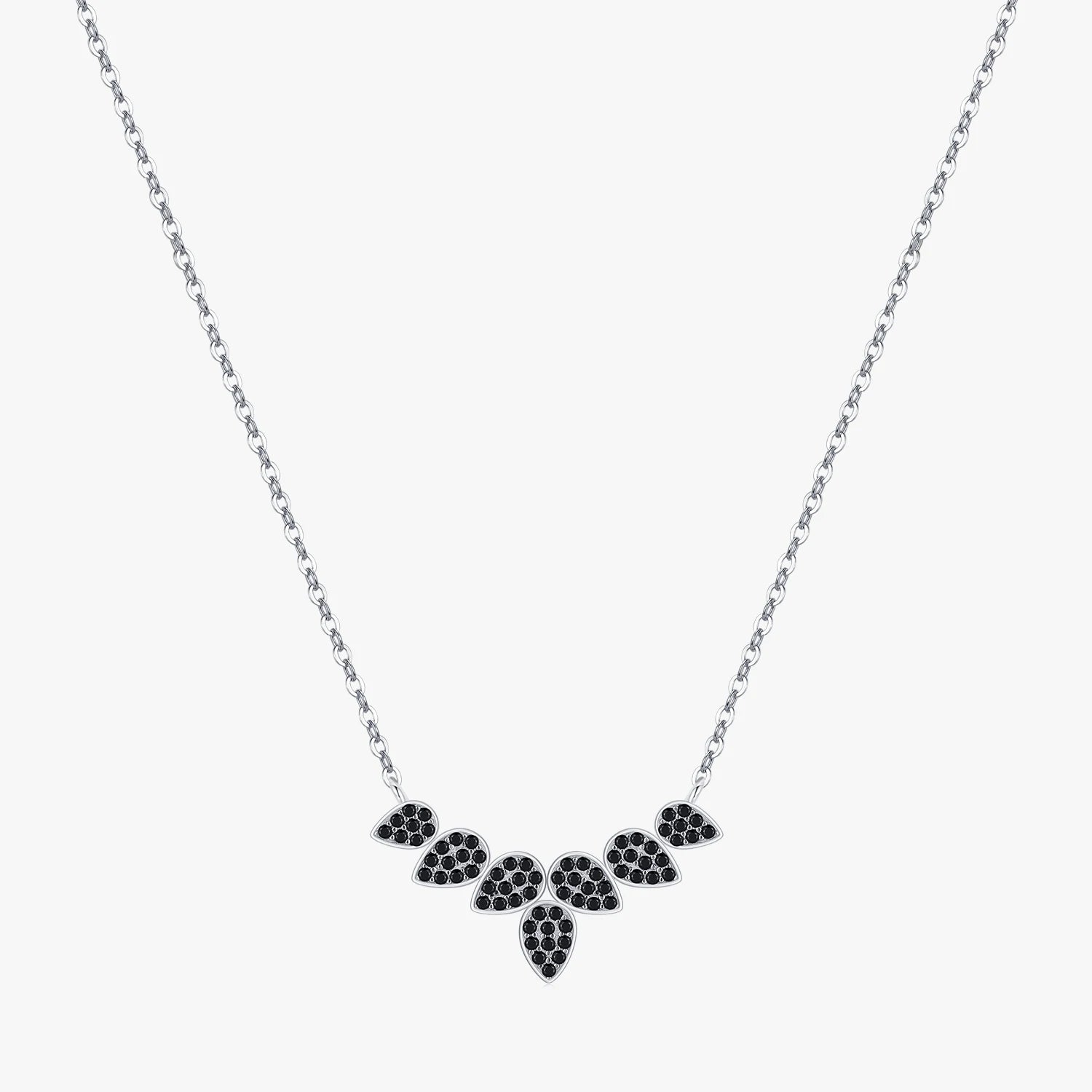 Genuine 925 Sterling Silver Tree Leaves Wheat Pendant Necklace for Women Black Zirconia Fine Jewelry Accessories Gifts