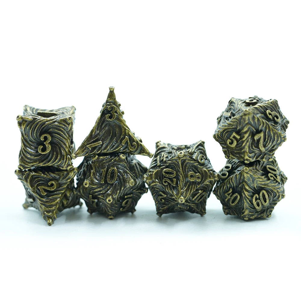 Yushun Dice Oems Manufacturers Black&Copper DND Zinc Metal Stripe Dice in Stocks
