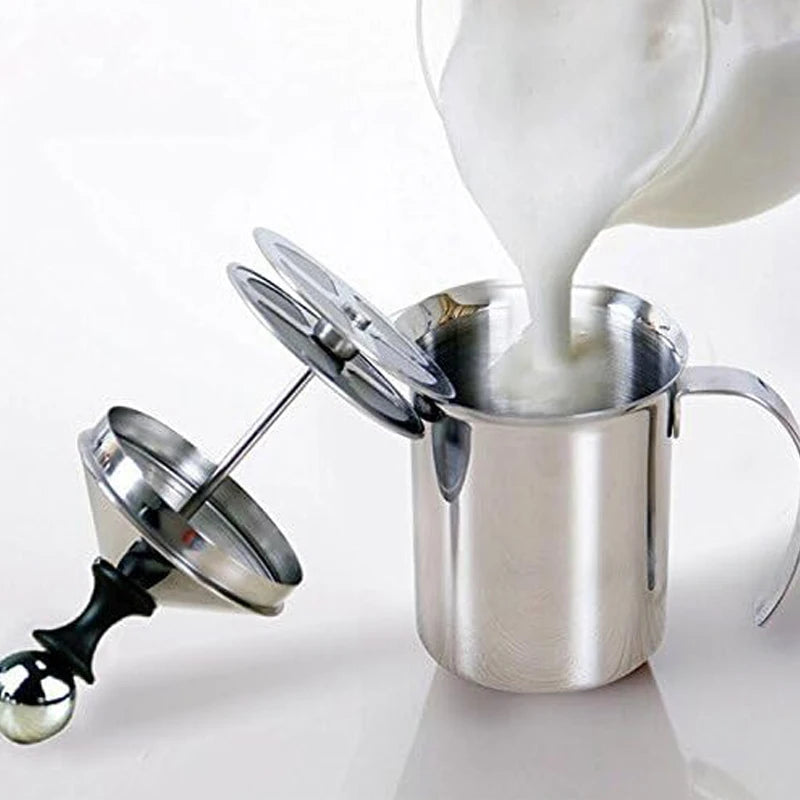 New Eco-Friendly Stainless Steel 400ml/800ml Manual Milk Frothing Pitcher for Latte Coffee Foam Maker