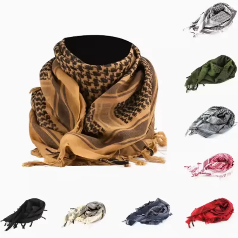 Tactical Shemagh Arab Keffiyeh Scarf for Desert Windproof Cotton Neck Warmer & Head Cover for Hunting
