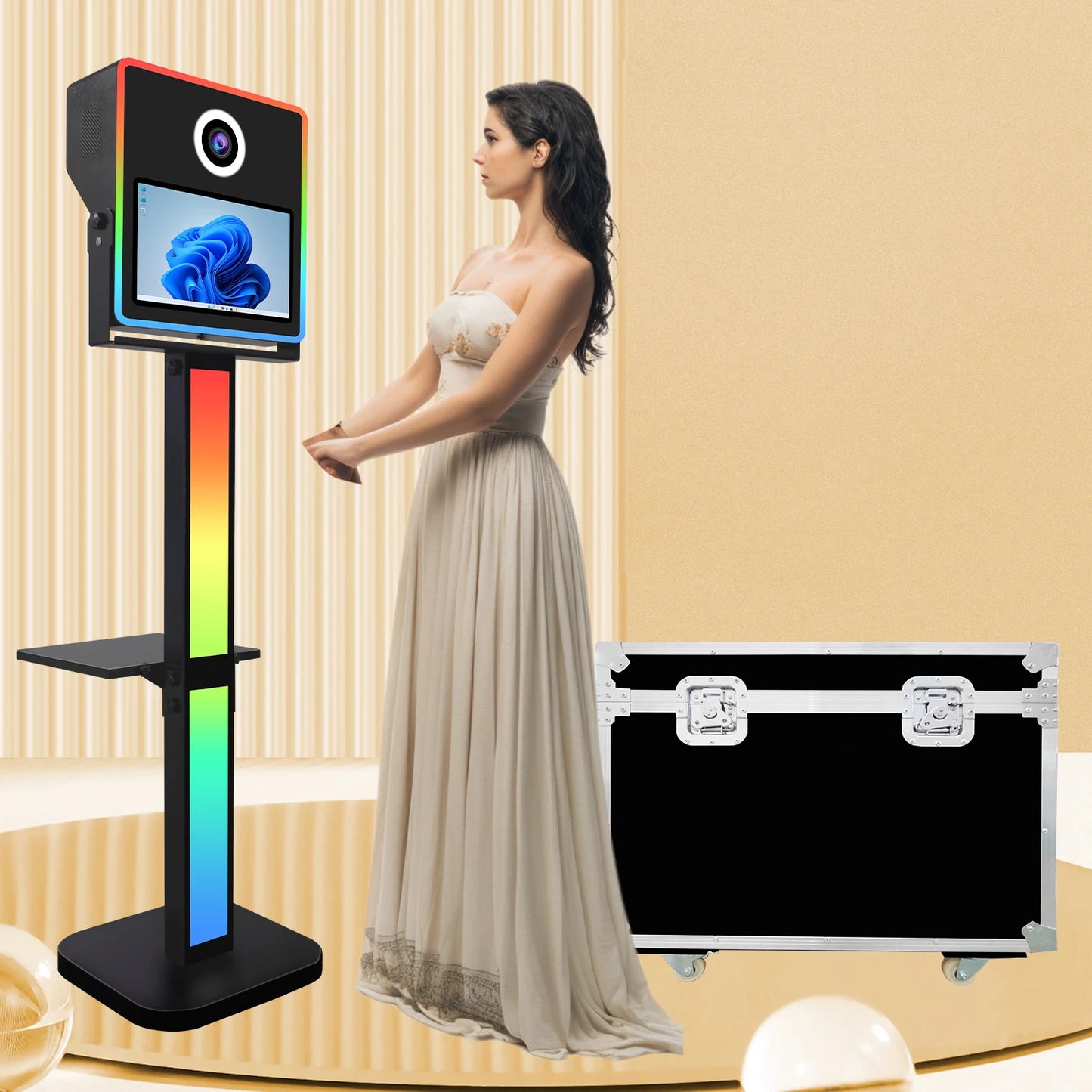 Wholesale Photobooth Machine Compatible With Printer Selfie Photo Booth LED Light Strips DSLR Photo Booth Shell for Events Pa