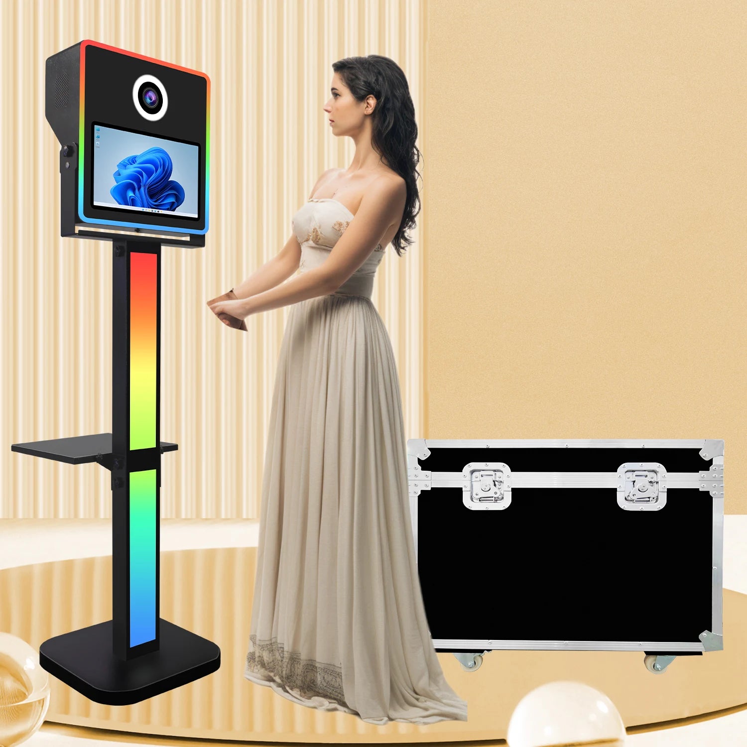 Wholesale Photobooth Machine Compatible With Printer Selfie Photo Booth LED Light Strips DSLR Photo Booth Shell for Events Pa
