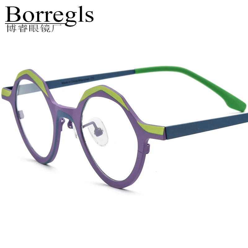 Borregls Colorful Titanium Glasses Frame Men 2025 New Brand Designer Polygon Eyeglasses Women High Quality Optical Eyewear185