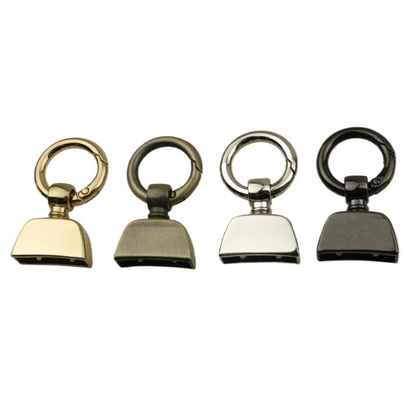 Small Zinc Alloy Spring Suspension Keychain Waterproof Security Car Luggage Hardware Decorative Ring Hanging Bell Ornament