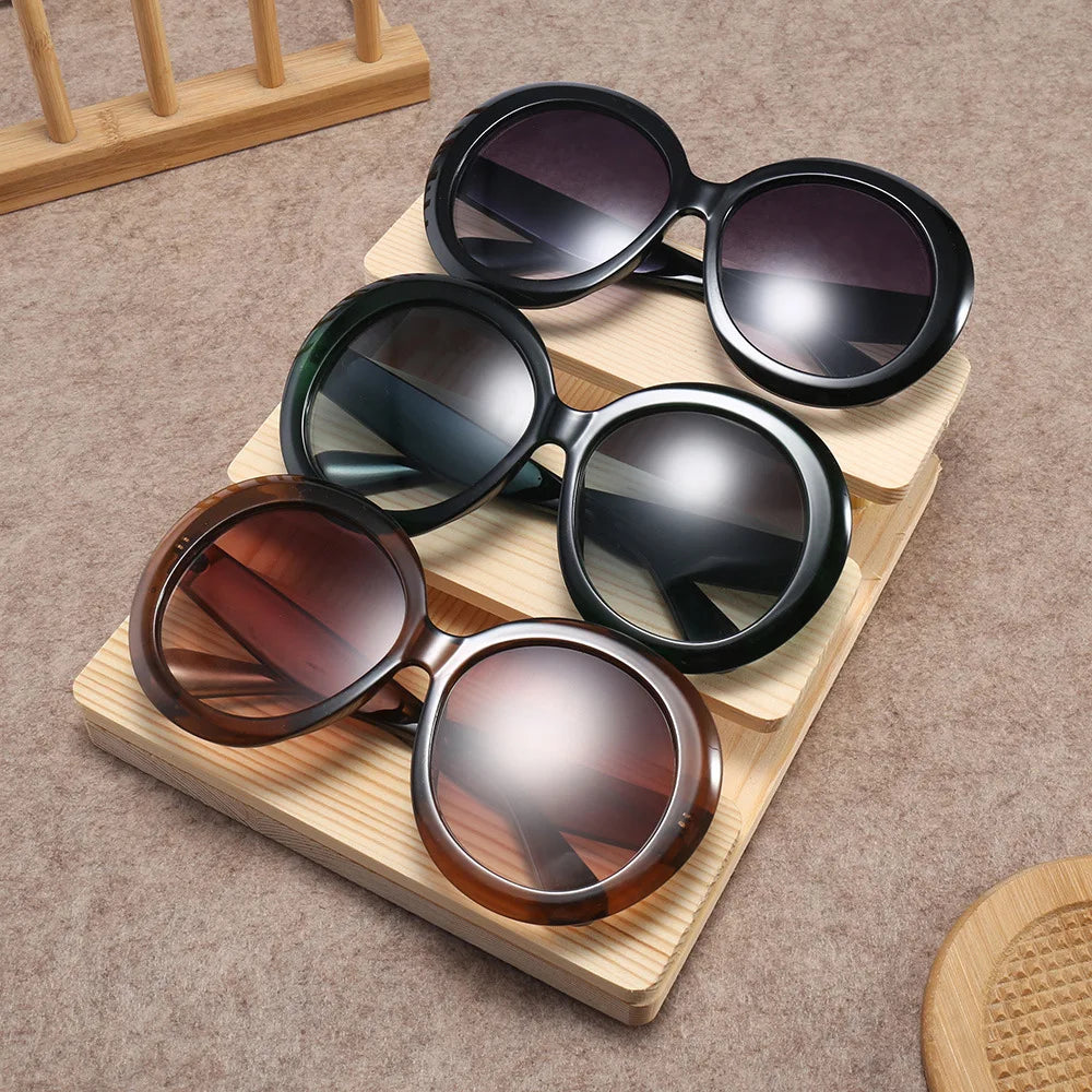 2026 Vintage Uv400 Protection Sunglasses Oversized Big Frame Sunglasses for Women Circle Glasses Sunglasses