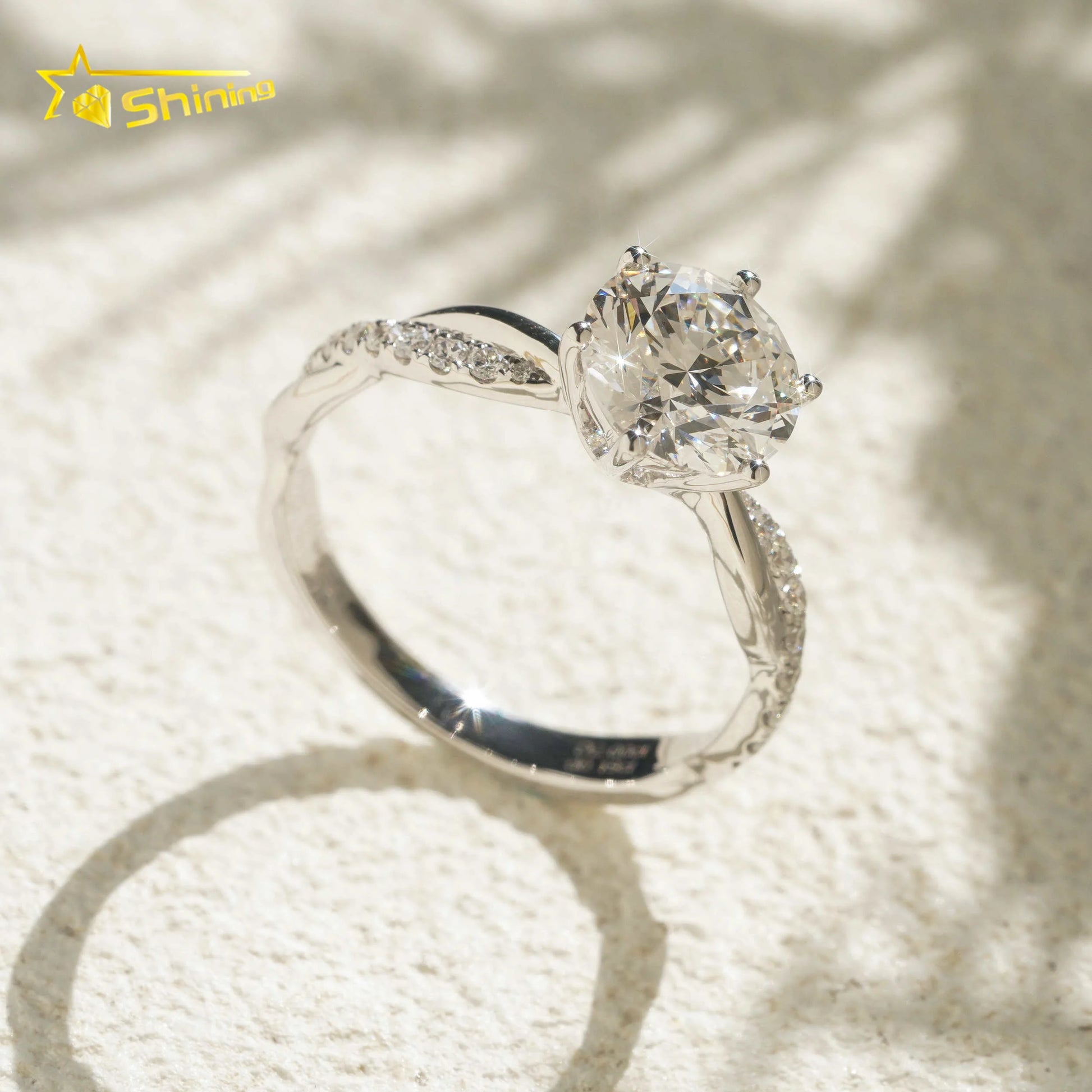 Custom Twist Design 2 Carat CVD Wedding Engagement 18k Real Gold Lab Grown Diamond Ring