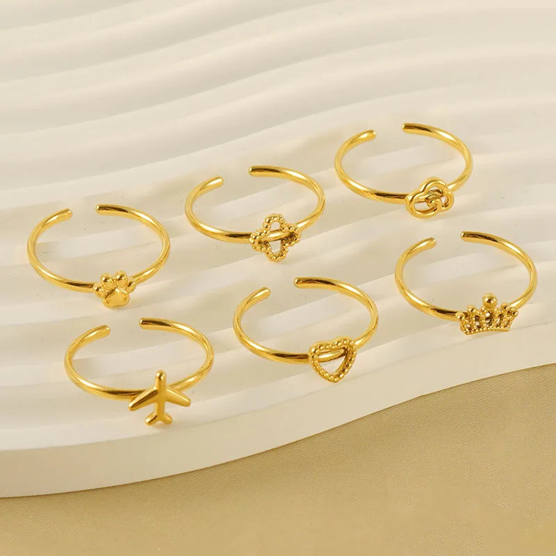 18K Gold Plated Stainless Steel Minimalist Couples Finger  Ring