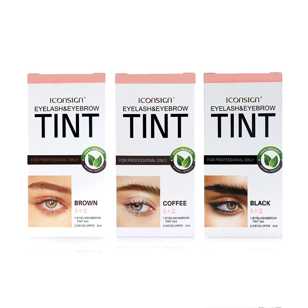 Private Label Waterproof Long-Lasting Eyebrow Henna Kit Brow Lamination Brush with 3 Colors Cream Lash Tint Dye Customizable