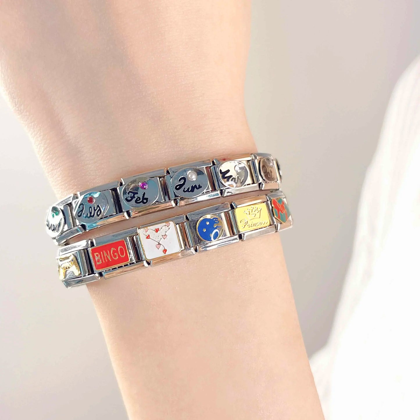 Hapiship Wholesale Italian Charms and Bracelets Stainless Steel Silver Italian Link Charm Bracelets DJ728