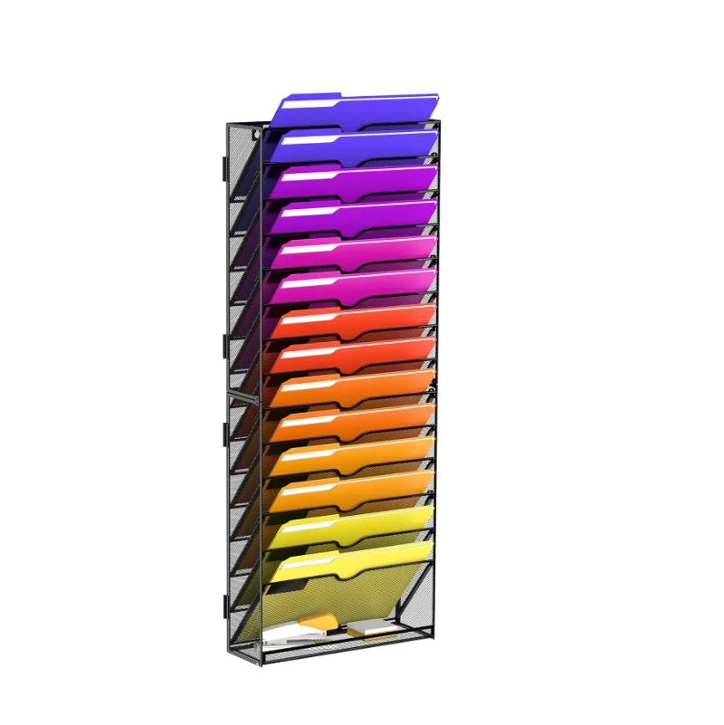 Metal Assemble 15-Tier Mesh Wall File Organizer Hanging Document Trays with Customizable Color & Logo-SAM Brand