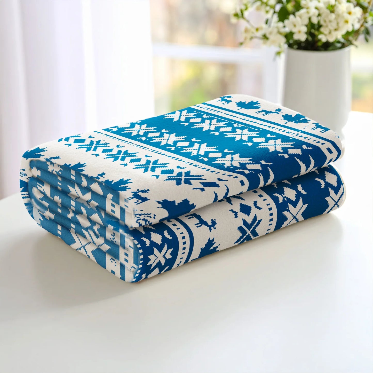 Seasonal Snowflake Printed Polar Fleece Blanket Soft Warm Throw Christmas Gift Bulk GRS Factory OEKO-TEX Certified European