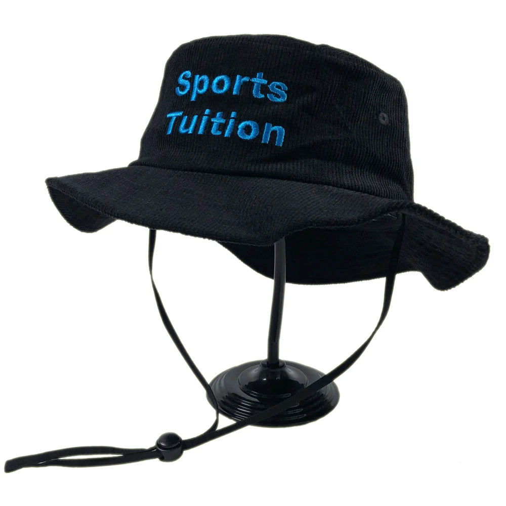 ODM UK Men Retro Style bob Cap With Rope Custom Embroidery Branded logo Black Sports Boonie Premium String Bucket Hat Corduro