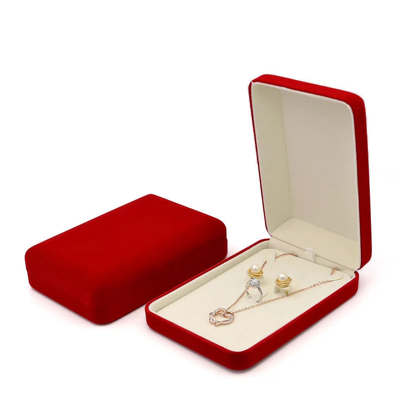 Customized High Quality Red Jewelry Set Box Gift Packaging Box Earrings Ring Necklace Bracelet Display Box