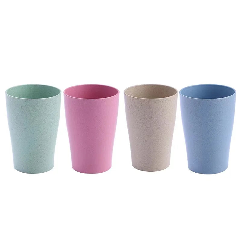 9oz 280ml Unbreakable Wheat Straw Plastic Cups Lightweight Stackable Tumbler Reusable Dishwasher Safe Water Tooth  Glass