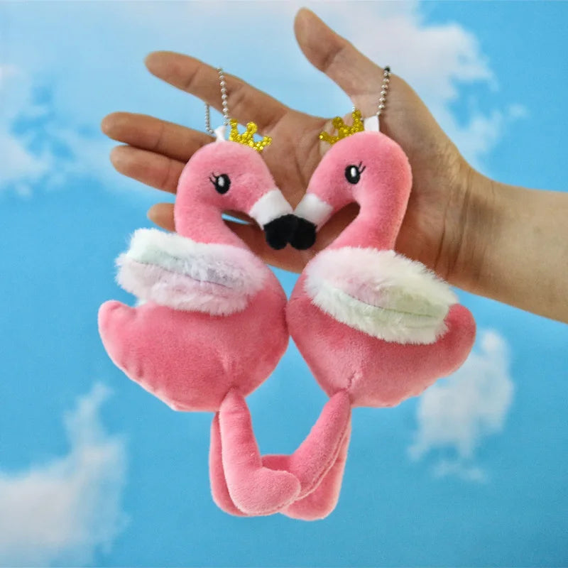 15cm Flamingo Dolls Stuffed Animal Plush Keychains Toys KeyRing Kids Bag Purse Decor Pendant Soft Pink Plush Flamingo Key Cha