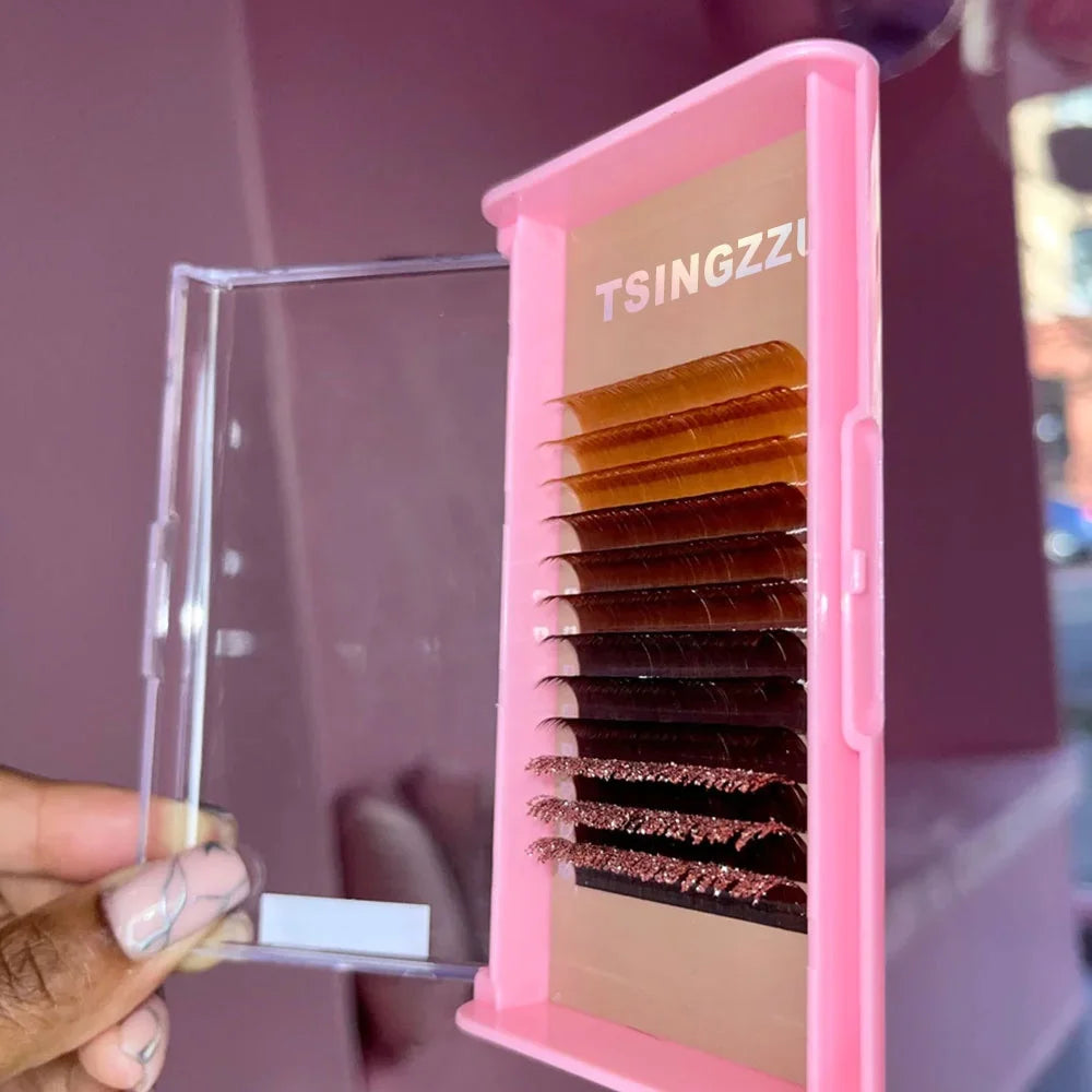 Colored Eyelash Extension Individual Colorful False Eyelashes Custom Color Synthetic Hair Feather Natural Long