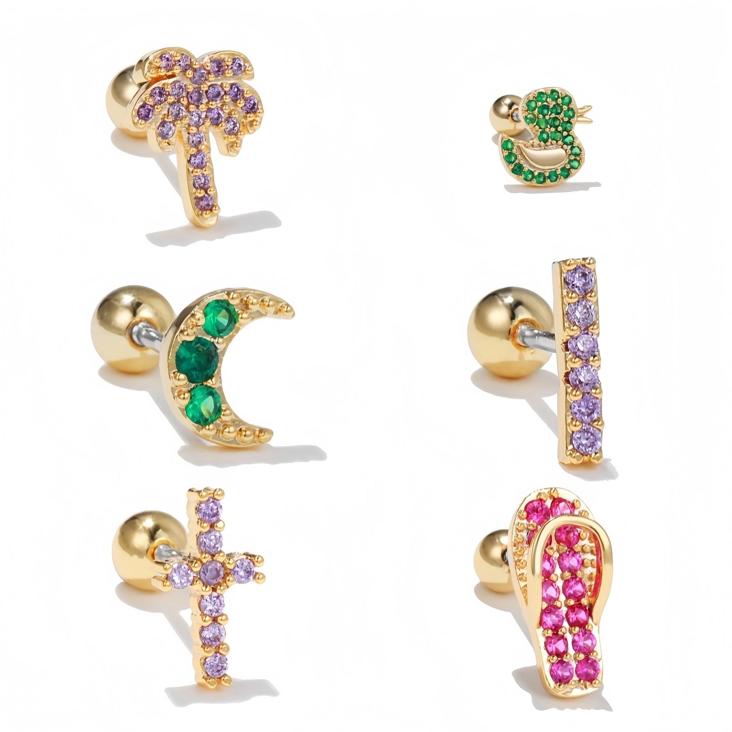 ZUOLA Trendy Piercing Jewelry Eco-friendly Gold Plated Hypoallergenic Stud Earrings Stainless Steel Inlay CZ Earring for Wome