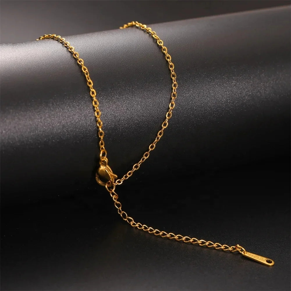 Classical 1.3mm Wide O Shape Rolo Link Chain Necklace Choker for Women Pendant DIY Stainless Steel Jewelry