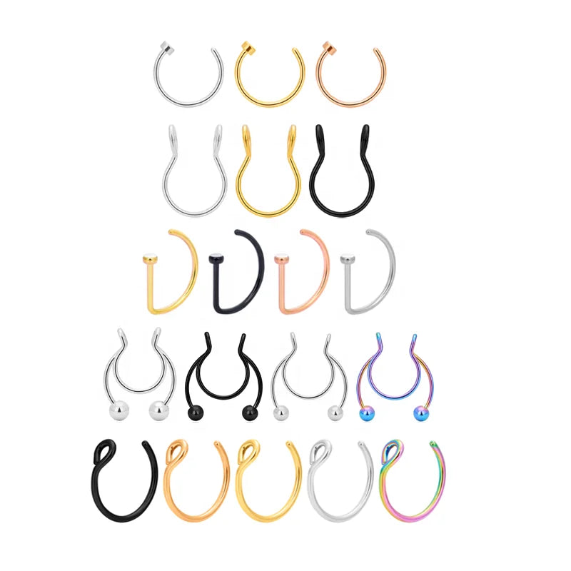 Wholesale 50pcs G23 ASTM F136 Titanium Nose Ring Labret Piercing Punk Style Body Piercing Jewelry Gold Plating for Party Gift