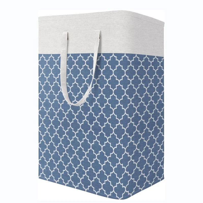 Collapsible Tall Cotton Linen Waterproof Laundry Hamper Long Handles Eco-Friendly Durable Storage Laundry Basket for Organize
