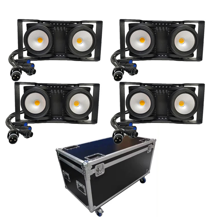 4Pcs 2X100W 200W Rgbw 4In1 Outdoor Waterproof Ip65 Led Cob Blinder Light With Flight Case