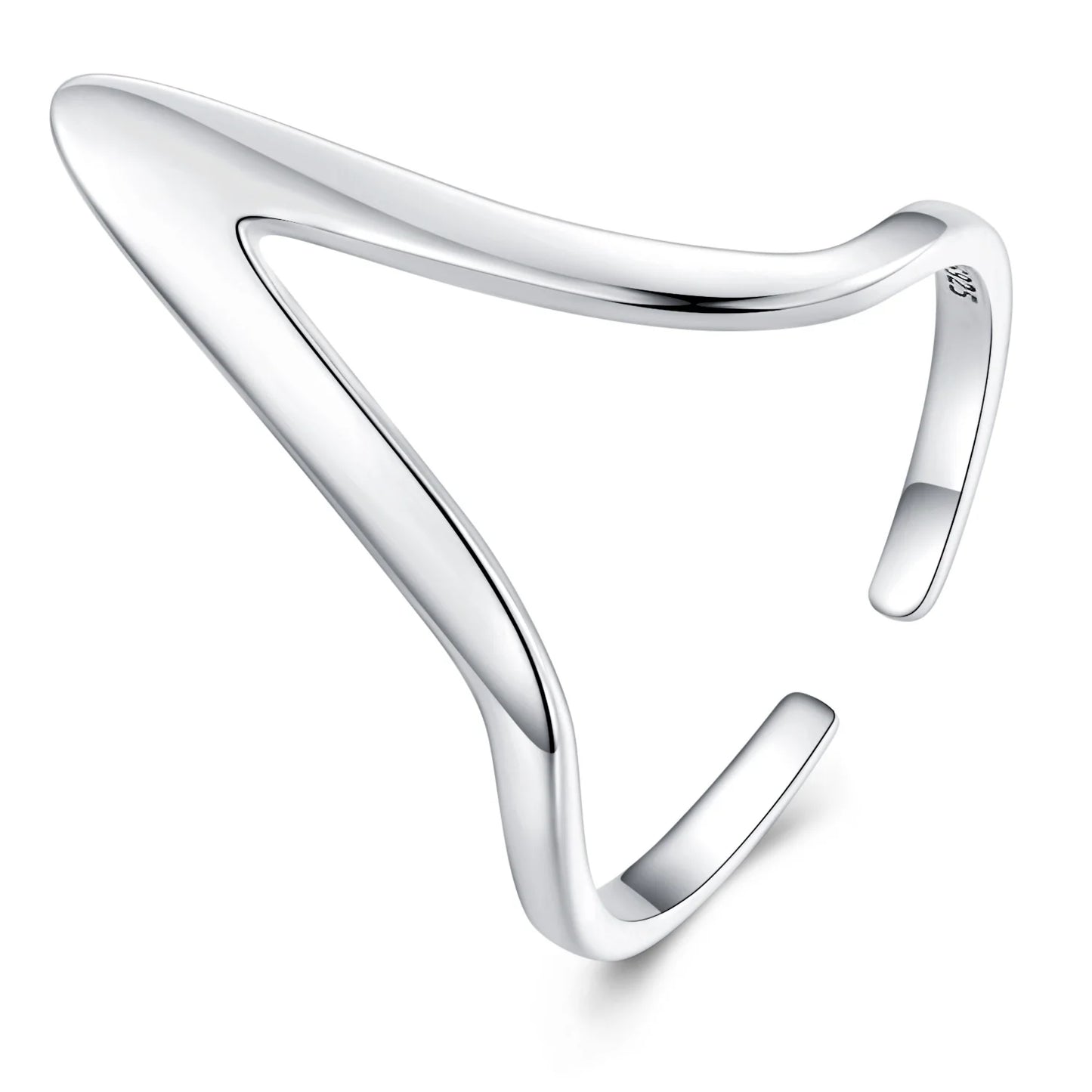 Factory 925 Sterling Silver European Simple V-shaped Rings for Women Statement Rings Minimalism Fashion Jewelry Gift SCR897