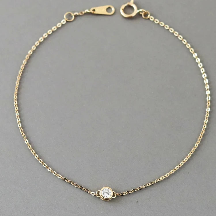 Trendy 925 Sterling Silver Cubic Zirconia  Bracelets Dainty 14k Gold Plated Bracelet Jewelry