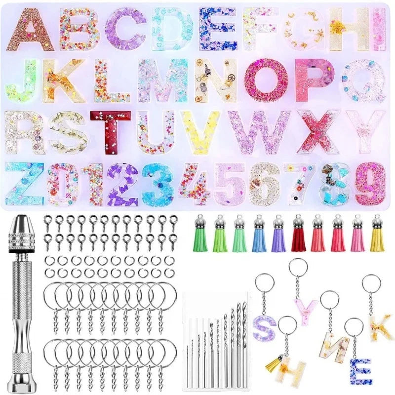 Wholesale Alphabet Resin Molds Kit Silicone Molds for Resin Casting DIY Letter & Ornament Epoxy Molds Resin Keychain Making S