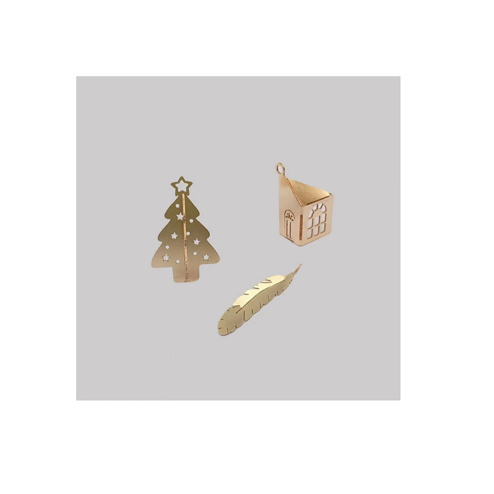 GP 14k Gold Filled House Christmas Tree Feather Pendant Fine Jewelry Charms