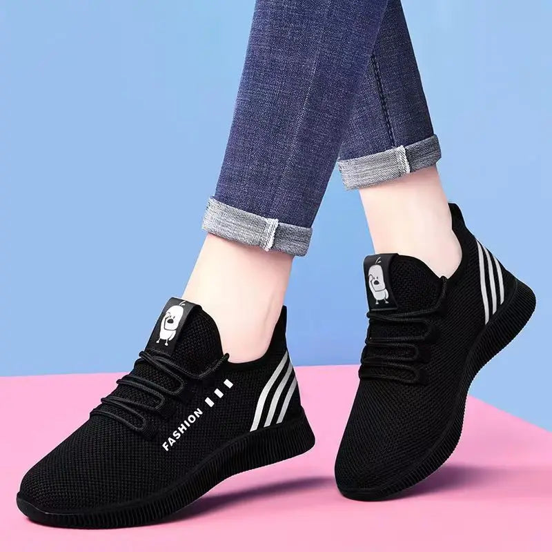 Women's New Style Flying Woven Breathable Sports Shoes Soft-soled Comfortable Casual Sneakers