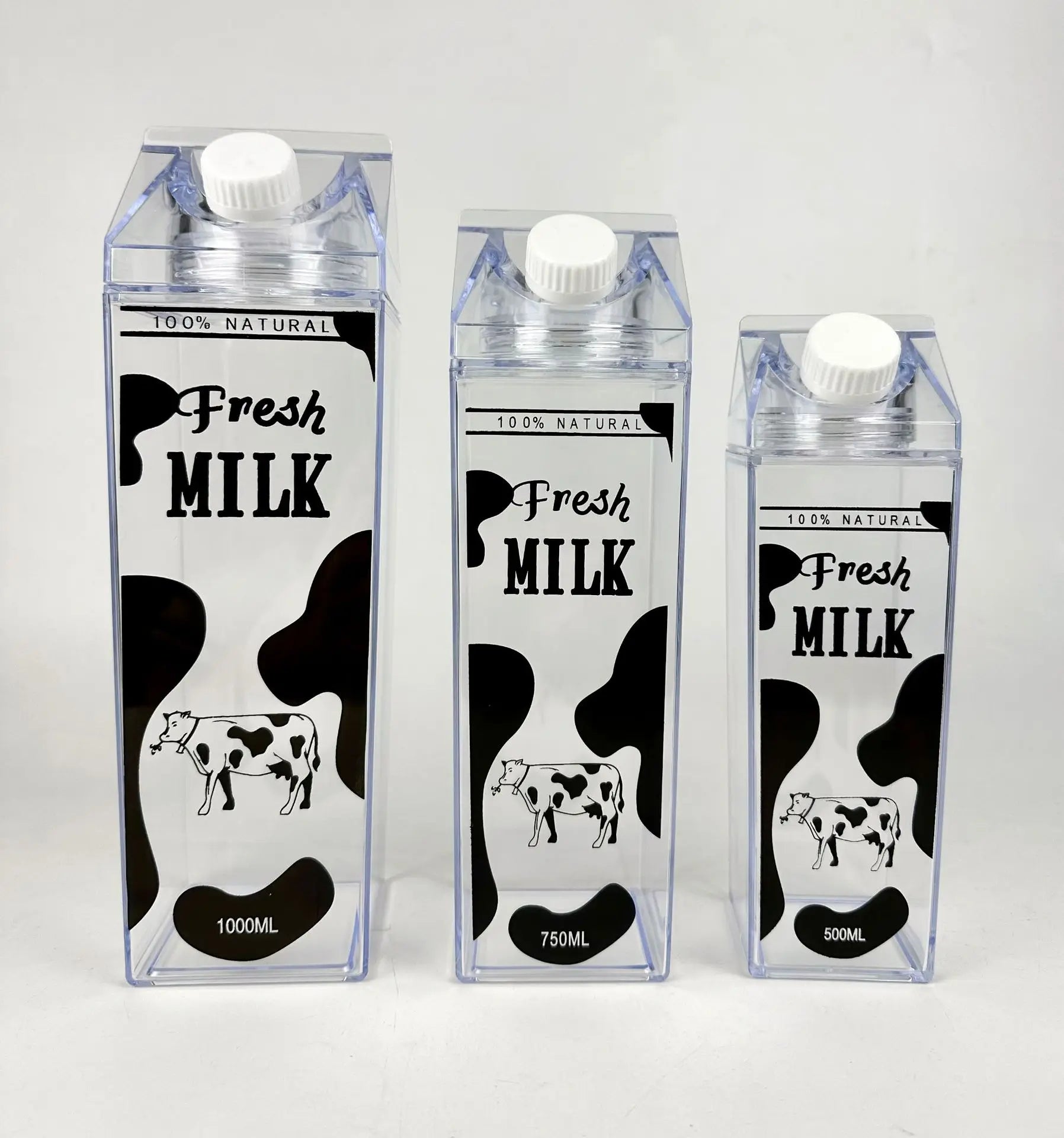 Transparent Milk Cup PS Rectangular 1000ML Cartoon Plastic Cup Net Red Creative Milk Box