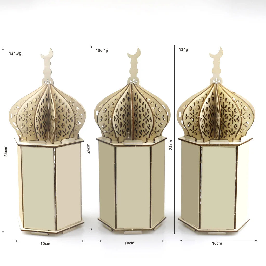 Creative Ramadan Wooden Crafts Engraved Laser Cut Fairy Theme Muslim Party Decoration Wholesale