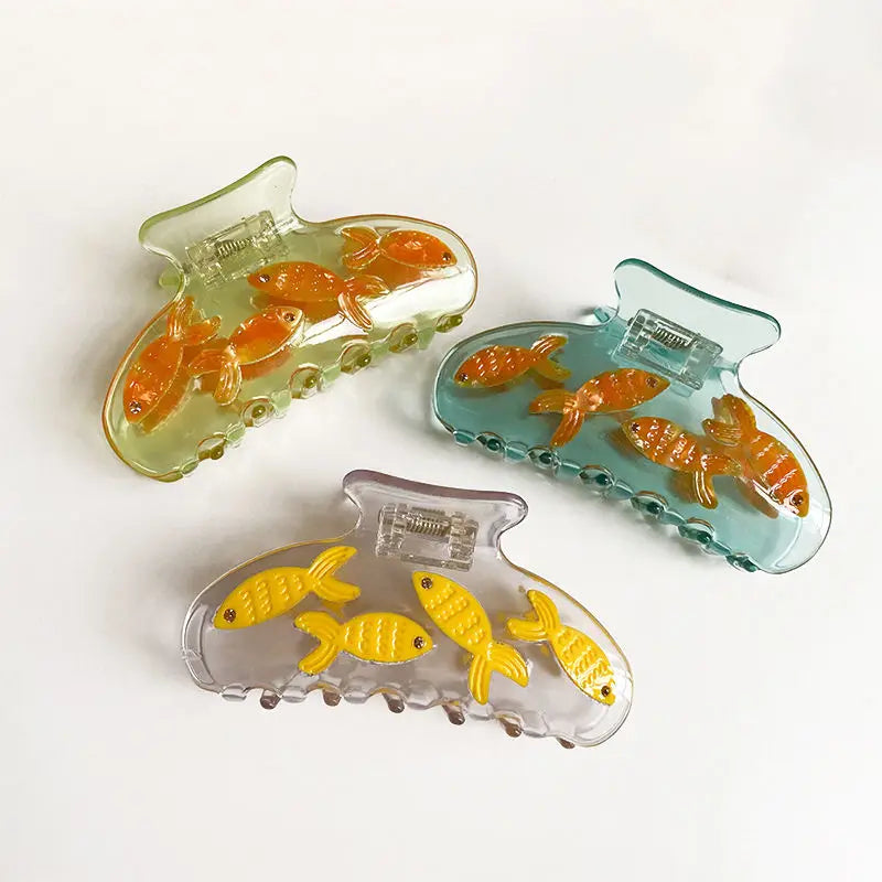 Spot Drill Transparent Acetic Acid Hair Clip 9cm Fish Sweet Cute Semicircle Haarklammer Personalized Acetate Hair Claw Wholes