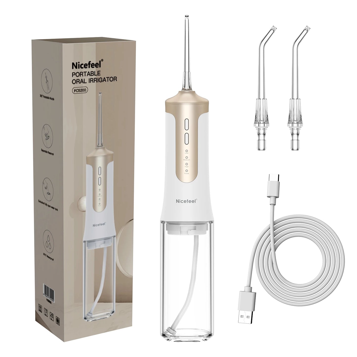 2024 FC5200 for New Design Electric Dental Water Flosser with 3 Working Modes IPX-7 Waterproof 1400mAh Battery 240ml Tank