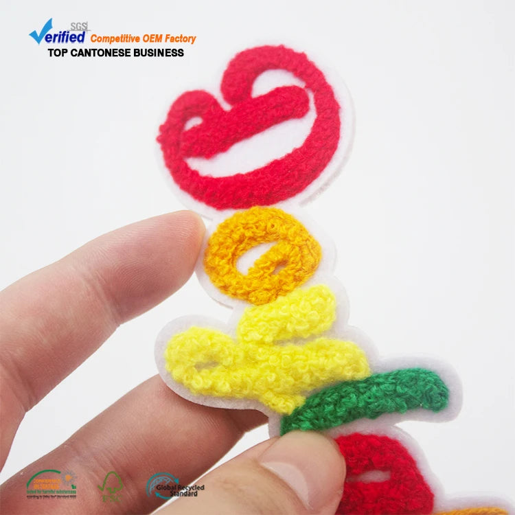 Towel Embroidered Servicers Custom Valentine Love Logo Embroidery Chenille Patches for Hoodies