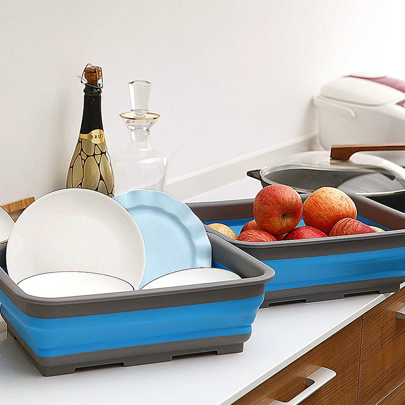 HY Kitchen Portable Collapsible Wash Basin Folding Dish Pan for Maximum Space Saving