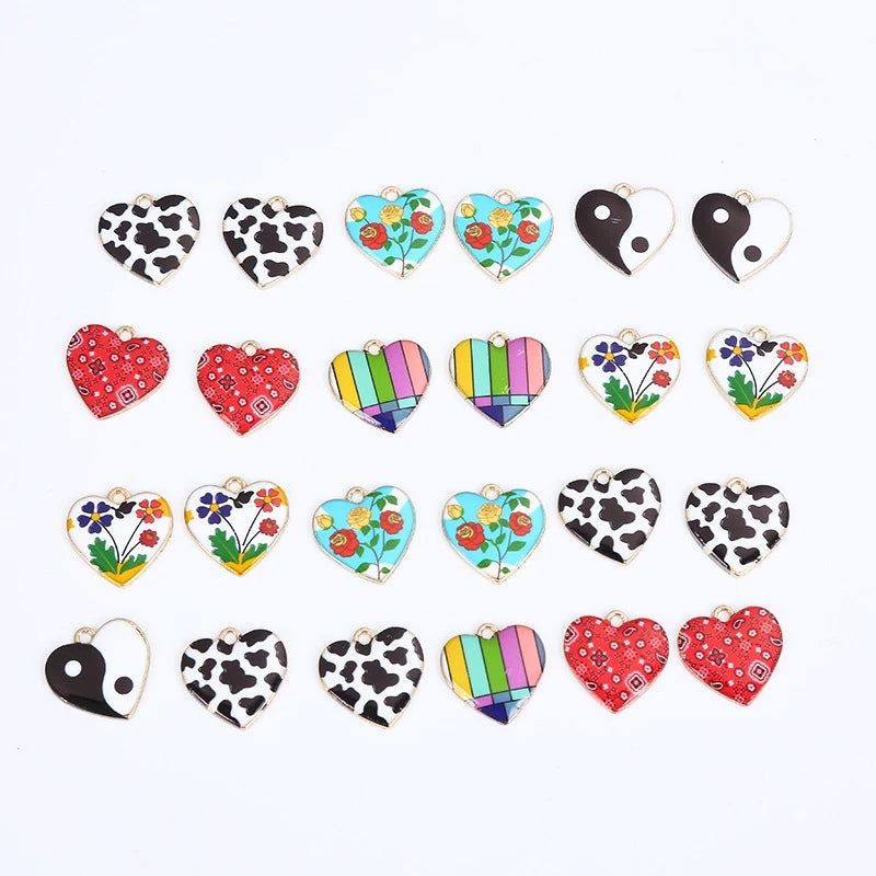Alloy Heart Flower Cow Pendants Jewelry Making Dangle Pendants for DIY Crafting Earring Necklace Anklet Bracelet