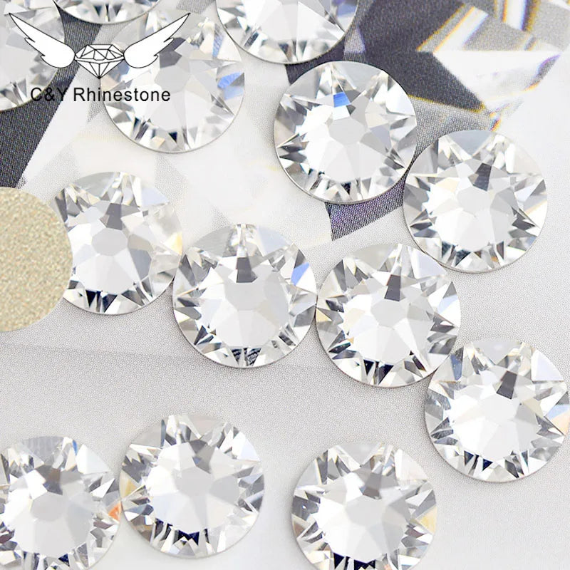 CY Bulk Wholesale Glass Rhinestones Crystal Ab Flatback Rhinestones Bulk Non Hotfix Nail Rhinestones for Diy Crafts Nail Art