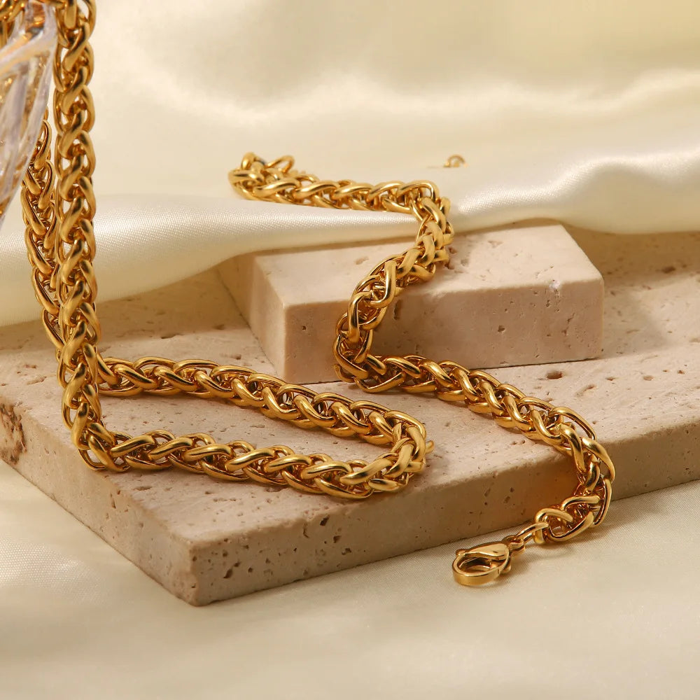 Hip Hop Exaggerated Flower Basket Chain Necklace Instagram Chain Exquisite Clavicle Chain  Necklace Bracelets Set