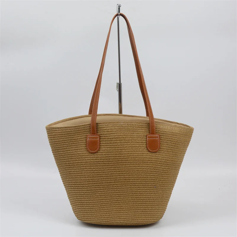 Beach Casual Large Capacity Bag Outdoor Fashion Shopping Bag Solid Ladies Vintage Straw Bag